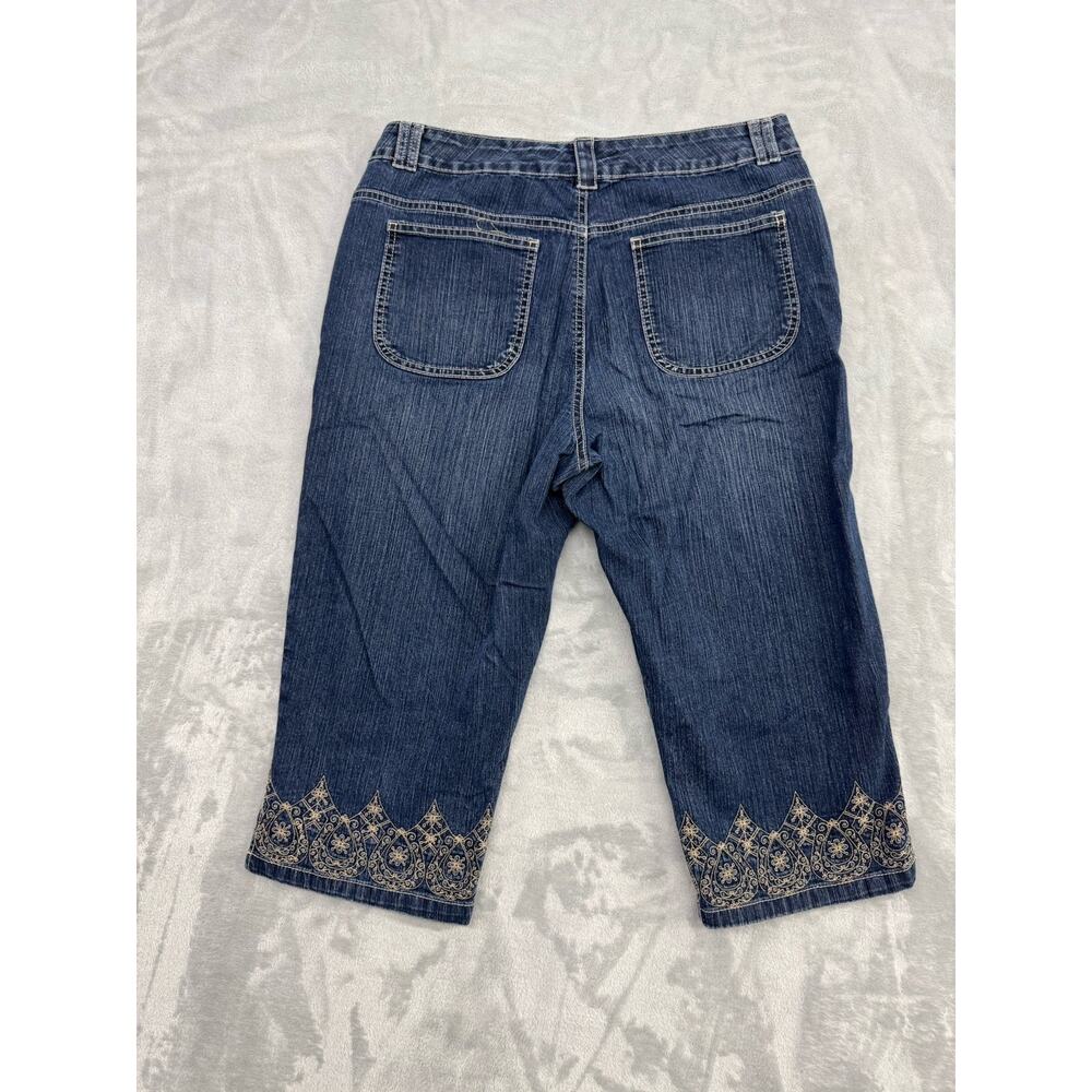 Vintage Y2K Gloria Vanderbilt Women's Size 12 Denim Capris Stretch Embroidered - Picture 3 of 5